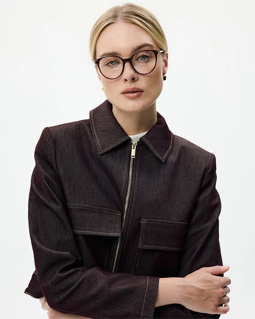 Okulary zerówki Olivia Satin Gold/Cocoa Brown