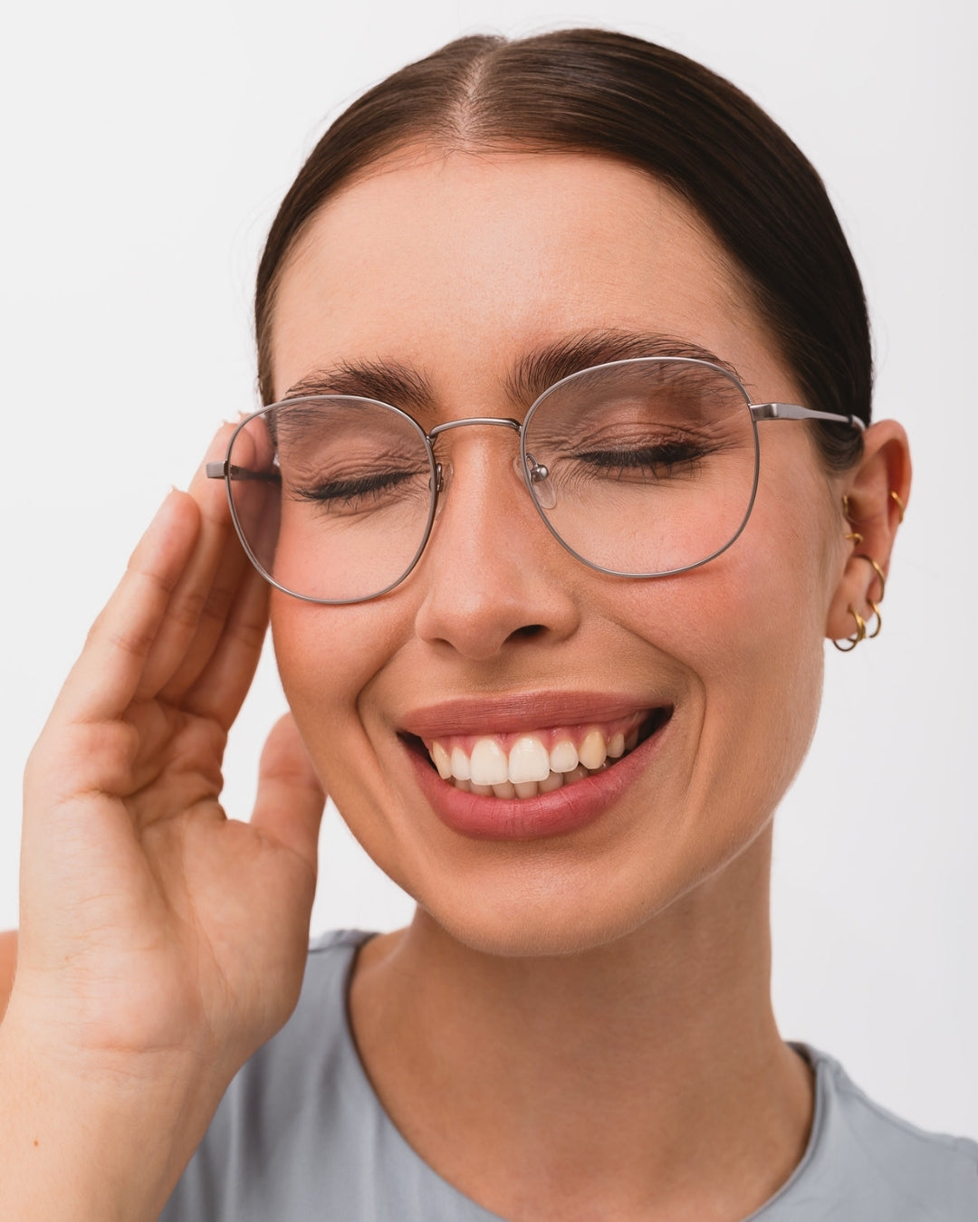 Okulary zerówki Leo Wide Satin Gunmetal/Smoke