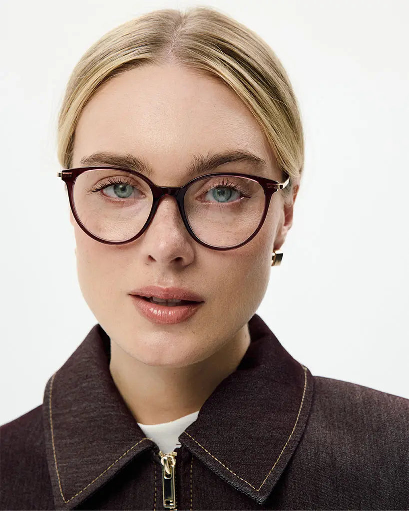 Okulary zerówki Olivia Satin Gold/Cocoa Brown